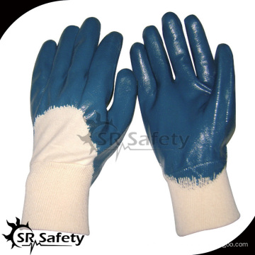 SRSAFETY Guantes Nitrilo Azul Acabado Liso Guante Nitrilo Azul 3/4 sumergido